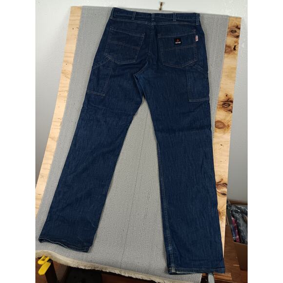 Crude FR Carpenter Jeans Mens 37X38 Blue Flame Resistant Welding Workwear - Picture 8 of 15